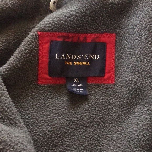 Mens LANDS END Vintage SQUALL Red Bright Cherry Waterproof Insulated Jacket XL - Picture 9 of 16